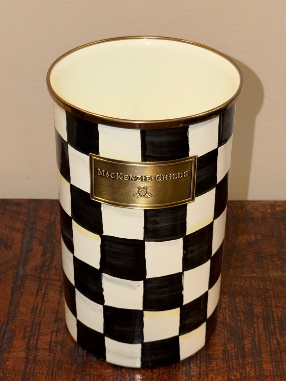 MacKenzie-Childs Courtly Check Enamel Utensil Holder - Picture 2 of 5